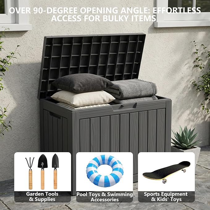 Outdoor Storage Box, 50 Gallon Waterproof Deck Box [Upgraded 3.0], Snap-Together Storage Bin for Chair Cushions, Porch Throw Pillows, Lockable Small Coffee Table Ottoman, Patio Garden, Black