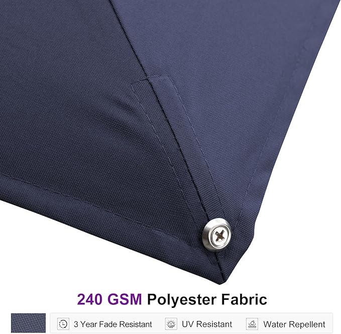 PURPLE LEAF 11 FT Square Patio Umbrella with Wheeled Base Included Large Outdoor Offset Umbrella with 360-degree Rotation Cantilever Umbrella for Garden Deck Backyard Pool Navy Blue