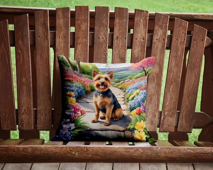 Caroline's Treasures Australian Terrier Spring Garden Throw Pillow Machine Washable, Indoor Outdoor Decorative Pillow for Couch, Bed or Patio, 14Hx14W