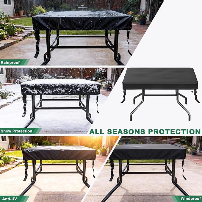 M METERXITY Square Patio Table Cover, 44"L x 44"W x 4"H Rectangular Table Cover for Outdoor Furniture, All-Weather/Waterproof/UV-Resistant, Patio Furniture Protector [Black]