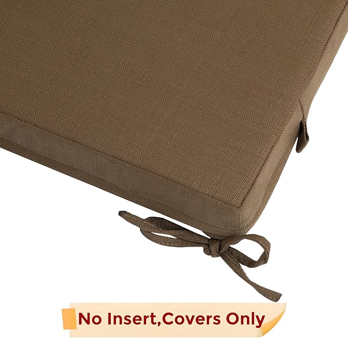 FUNHOME Outdoor Bench Cushion Cover 45 x18 x 3 inch,Water Resistant Cover with Zipper&Ties,Fade-Resistant Slipcover,Patio Porch Swing Cushion Cover Replacement Only,No Insert(Coffee Brown)