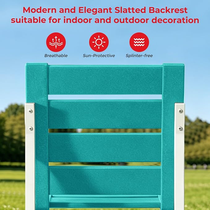 Costaelm Stinson Outdoor Patio HDPE Dining Side Chair, Turquoise