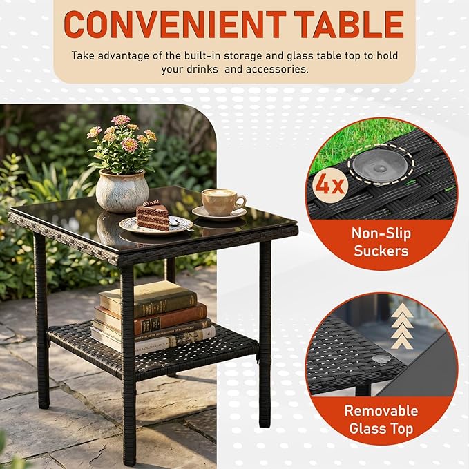 NChanmar 3 Pieces Patio Furniture Outdoor Bistro Set Outdoor&Indoor Conversation Set Coffee Table Chairs Set for 2 with Water-Resistant Cushions for Lawn Yard Garden Porch Balcony and Pool,Red