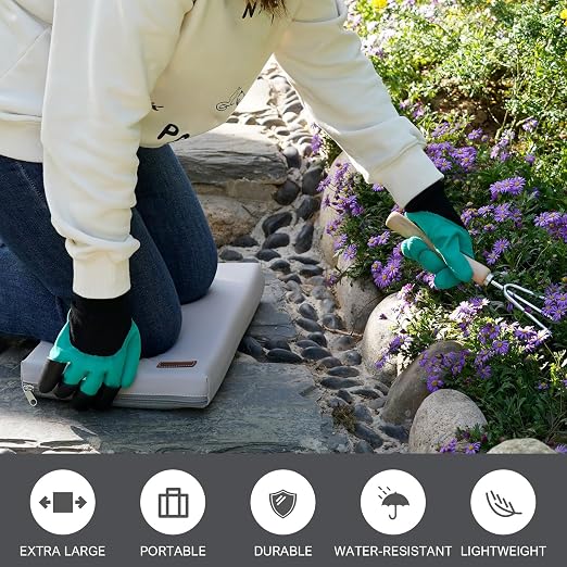 HappyPicnic Waterproof Garden Kneeling Pad, 2in Thick, Grey, 1 Pack | Soft High-density Foam knee support, with Handle, Easy to Clean, Non-slip, for Gardening, Yoga, Prayer, Housework, Exercise