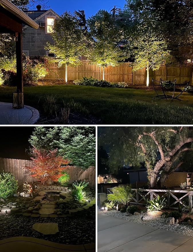 SUNVIE 12W LED Landscape Lighting Low Voltage (AC/DC 12V) Waterproof Garden Pathway Lights Super Warm White (900LM) Walls Trees Flags Outdoor Spotlights with Spike Stand (4 Pack) | 12-24V 3000K Waterproof 900LM Yard Pathway Garden Lights Wired Wall Tre...
