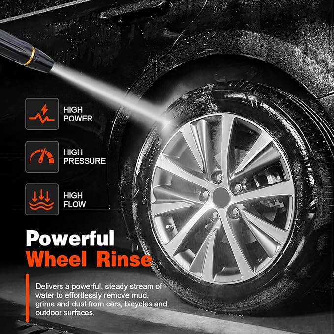 Home High-Pressure Car Wash Water Gun with Booster Nozzle, Powerful High-Pressure Water Gun for Car Cleaning, 3 Adjustable