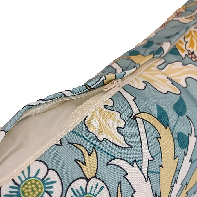 ADLIVWYD Lumbar Pillows for Indoor Outdoor uses,Waterproof Removable Cover with Zipper Outdoor Pillows Set of 2 for Patio Furniture,12×20 Inch (Teal Floral)