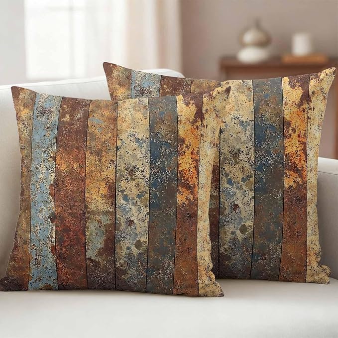 Brown Gray Outdoor Pillow Covers 26x26 Inch Throw Pillow Covers Set of 2 Waterproof Decorative Pillow Cases Farmhouse Abstract Gradient Wooden Grain Cushion Covers for Patio Furniture Garden Couch