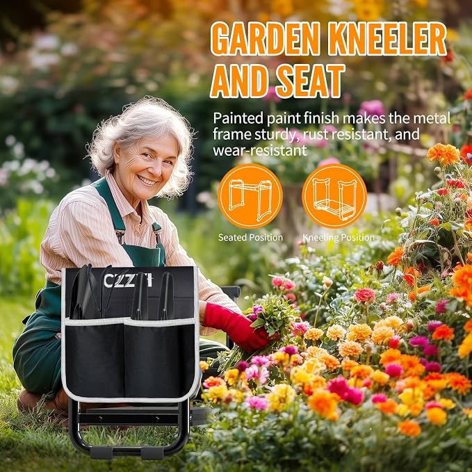 CZZXI Garden Kneeler and Seat, Wider and Thicker Kneeling Pad | Heavy Duty Gardening Stool with Gardening Tool Pouch and Bag, Garden Bench/Chair Gifts for Women, Seniors