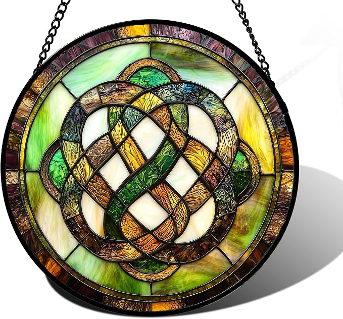 DASTOLL Stained Glass Window Hanging, Tiffany Abstract Totem Sun Catchers Colorful Glass Panel Bless Suncatcher Decor for Birthday for Women, Men, Wife, Aunt, and Mom 6.3 in