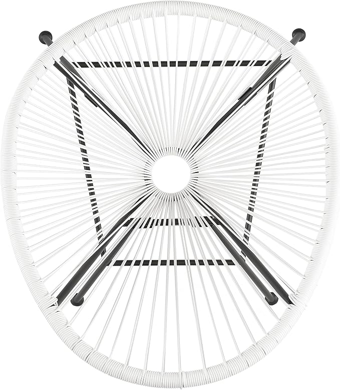 Linon Charleston White Woven Hammock Style Outdoor Chair with Black Metal Frame