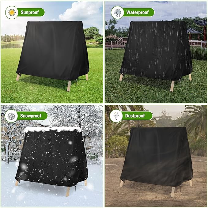 Kasla Outdoor Swing Cover, Waterproof and Heavy-duty, Cover for Patio A Frame Swing Set & Porch Glider Hammock & Porch Swing Stand - 96"Lx52"Wx72"H