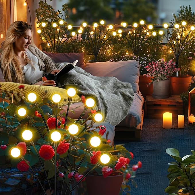 Solar Garden Lights Outdoor Waterproof, Swaying Firefly Light, Garden Decor | 10 Pack Solar Firefly Lights, Auto On/Off Decor for Yard, Patio, Pathway and Lawn, Gifts for Women, Christmas Decor
