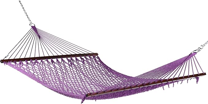 Jumbo Caribbean Rope Hammock and Metal Tri Beam Stand Mocha (Purple)