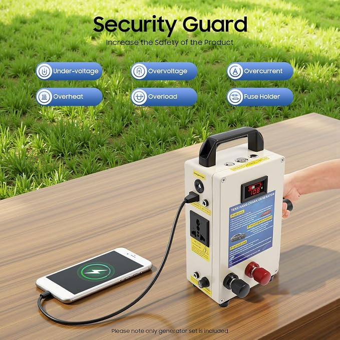 110V Hand Crank Generator,Emergency Manual Dynamo Generator with 5-15W ABS Material Survival Charger 3 Types Power Supply Portable Energy Storage Generators for Travel Smartphone Charger