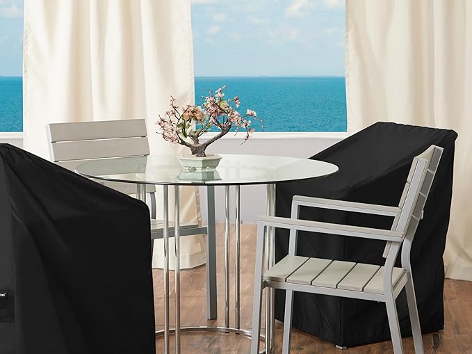 Covermates Classic Outdoor Chair Cover – Lightweight Weather-Resistant Patio Chair Cover with Elastic Hem & Mesh Vent, Protects Patio, Dining & Lounge Chairs, 26W x 34D x 35H, Black