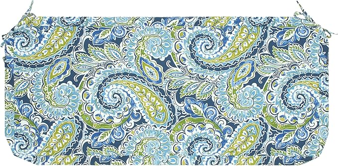 Magpie Fabrics Patio Bench Cushion Cover 45x18x3 Inch, NO Insert! Water&Fade Resistant Outdoor Loveseat Replacement Cover with Zipper (Paisley Lapis Green)