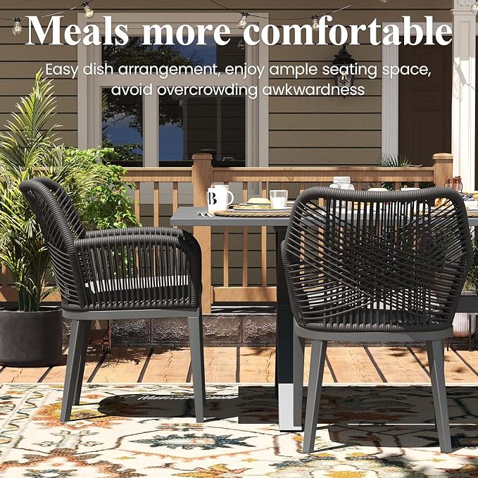 LayinSun Outdoor Dining Set for 10, 12 Pieces Patio Furniture Sets with Aluminum Dining Table and Rope Weave Chairs