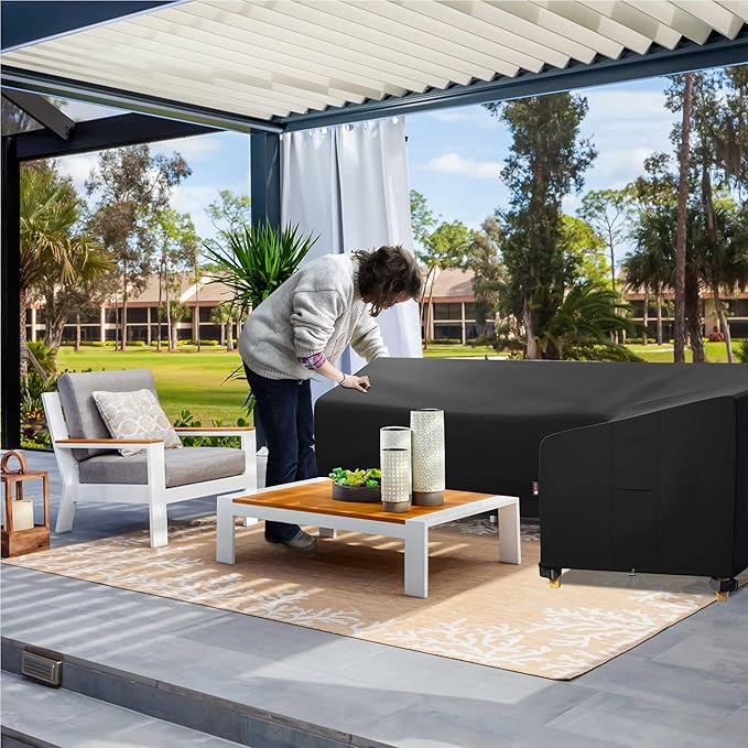 iBirdie Outdoor Patio Furniture Cover fit 130" x 100", 128" x 99", 126" x 98" L-Shaped Sectional Sofa, Waterproof Weatherproof Heavy Duty 600D Garden Cover for Outside L Shape Couch