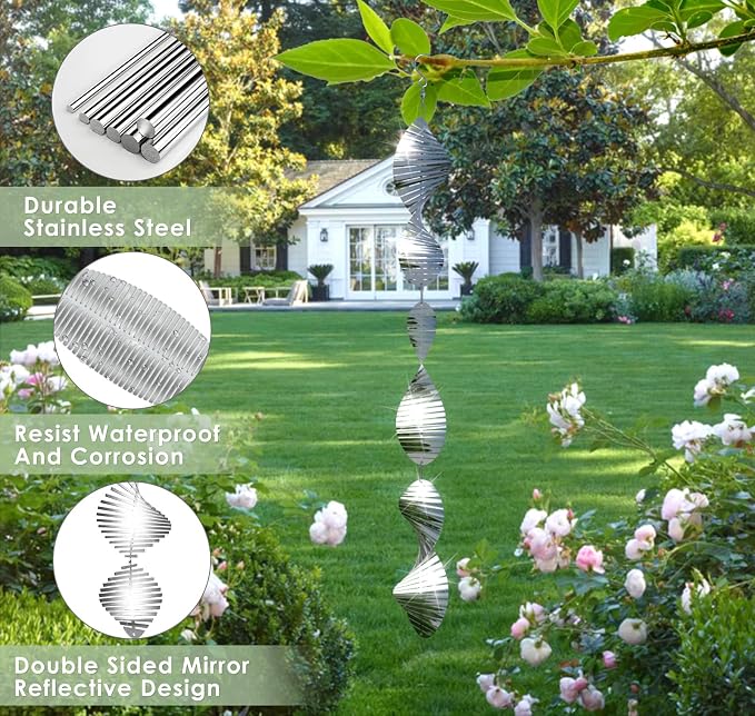 Bird Deterrents for Outside Patio, Bird Scare Devices Set Highly Reflective 3D Wind Spinners Outdoor Garden Decor, Bird Reflectors to Keep Birds Away Window Roof Yard Orchards Deck 12 Discs 4 Pcs