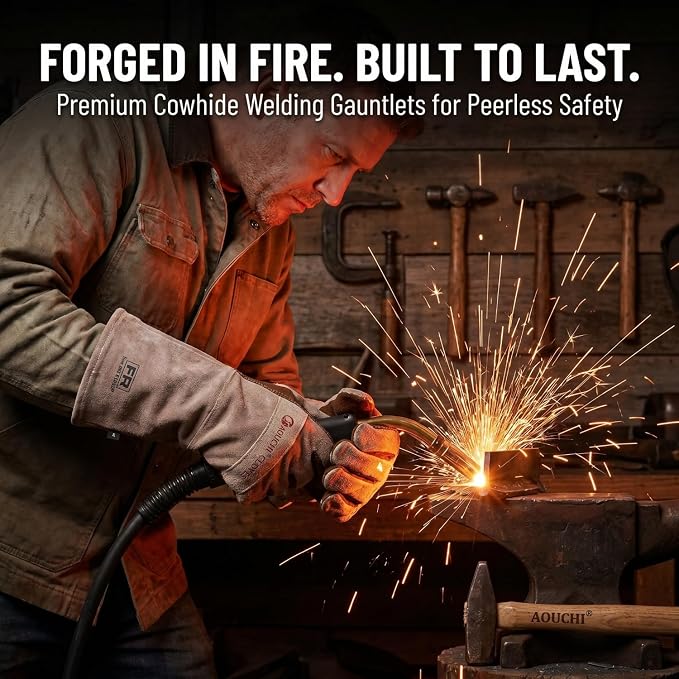Welding Gloves -Long Sleeve Fireproof and Heat Resistant 15IN. | Cowhide Leather Gloves for Gardening,BBQ,Oven,Grill,Tig,Mig,Baking,Furnace,Stove,Animal Handling Best Gift for Man