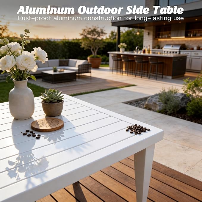 Outdoor Aluminum Patio Furniture Set with with 6.5" Thick Cushions,10-Piece Outdoor Sectional Conversation Set with Swivel Chairs,All-Weather Patio Set for Backyard & Deck，White