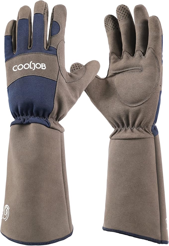 COOLJOB Thorn Proof Rose Pruning Garden Gloves for Men, Long Sleeve Padded Yard Work for Bush, Blackberry, Cactus, Heavy Duty/Puncture Resistant/Machine Washable, Xlarge, Navy | Heavy Duty Puncture Resistant Gardening Gloves, Breathable Padded Yard Wor...