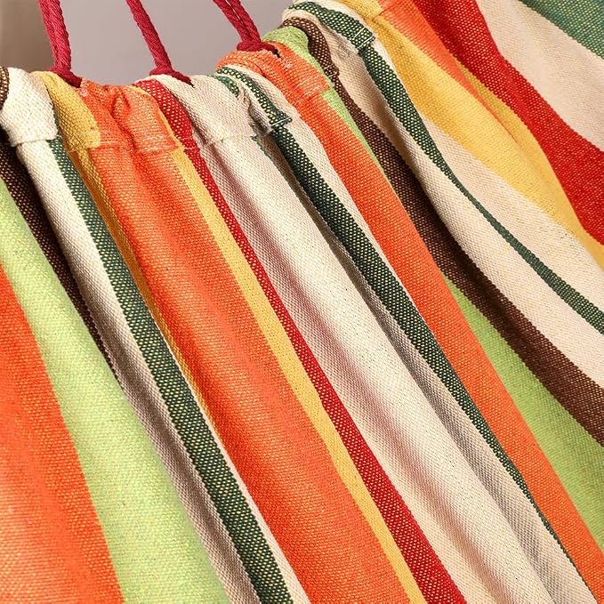Cotton Canvas Hammock with Tree Straps - Portable Hammock for Outdoor Indoor Patio Backyard, Camping Hammock with Carry Bag, 440lbs Capacity, Without Stand(Orange, Without bar)
