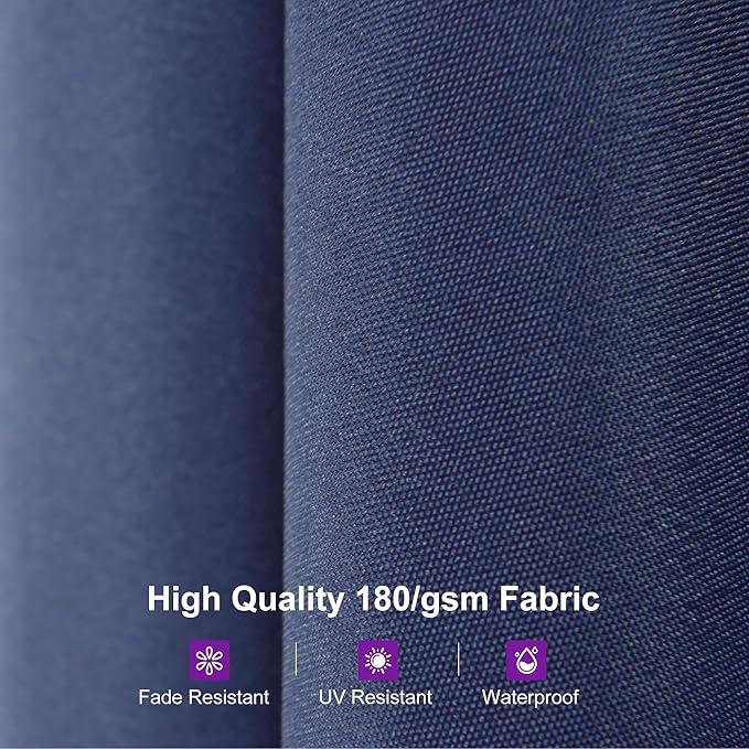 PURPLE LEAF 14ft Patio Umbrella with Solar Lights Outdoor Double-Sided Market Umbrella with Base Included Rectangle Table Umbrella for Pool Garden Backyard, Navy blue