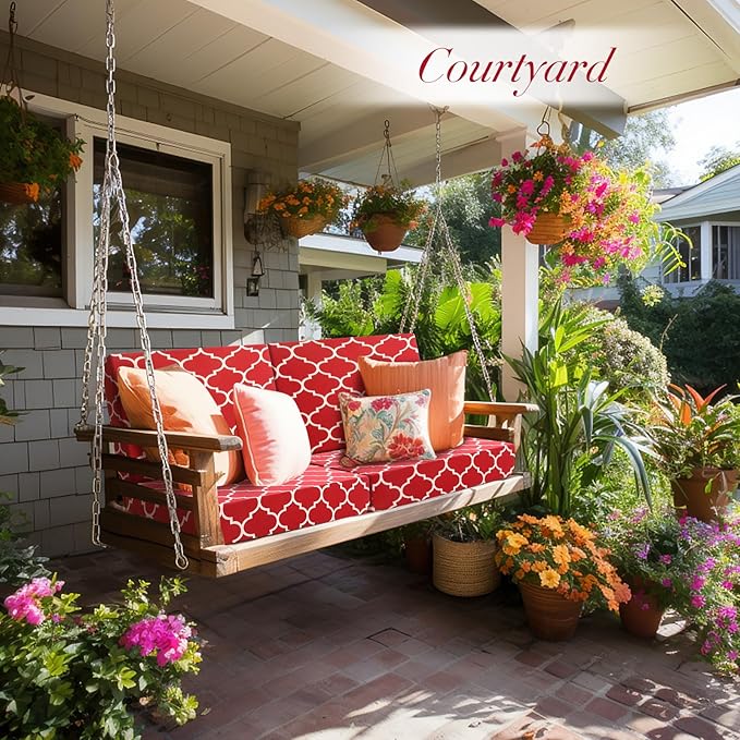 Newwiee 8 Pcs Stretch Patio Outdoor Cushion Covers Waterproof Replacement Sofa Couch Covers for 4 Backrests and 4 Cushions Washable Lawn Garden Seat Furniture Protector(Wine Red)
