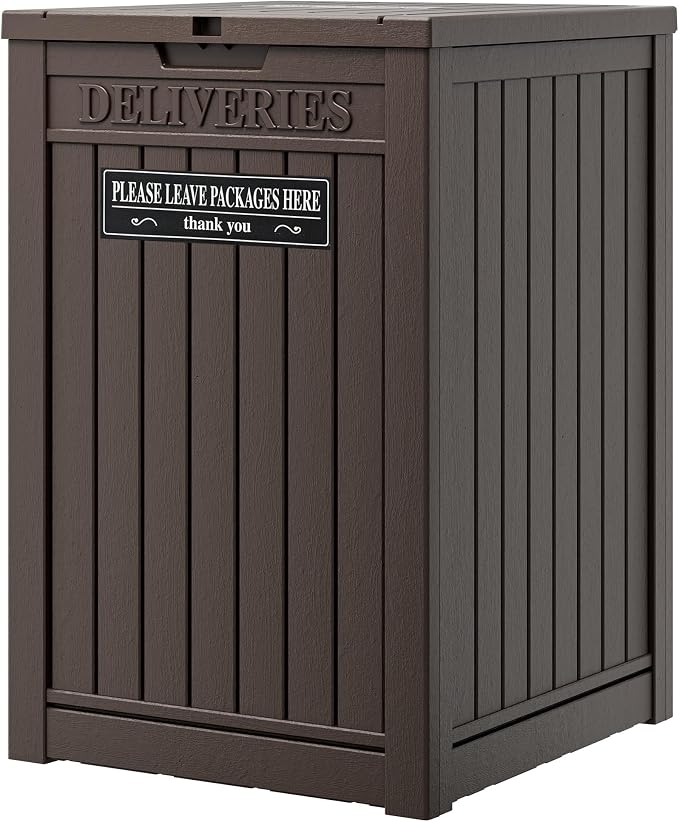 LHBGO Package Delivery Box for Outside, 48 Gallon Storage with Lockable Secure, Large Resin Outdoor Package Drop Container