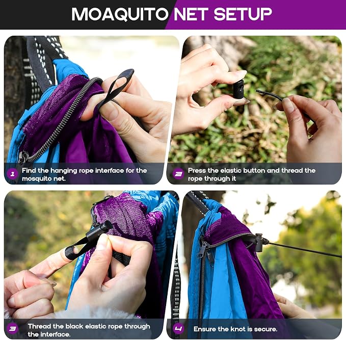 Camping Hammock Mosquito Net,Double & Single Portable Hammocks for Kids Hammocks with 2 Tree Straps,Hammock Tent for Travel Camping,Camping Accessories for Indoor Outdoor Hiking Backpacking