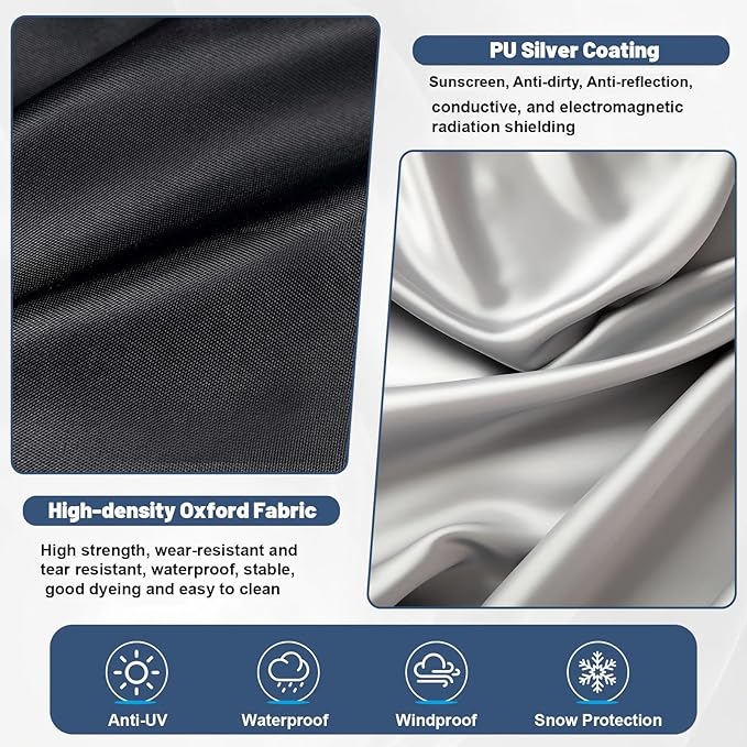 Outdoor Furniture Cover - 100% Waterproof, High-density Oxford fabric, PU Silver Coating, UV Resistant, All-Weather Resistant Patio Table Cover for Round Patio Furniture Set
