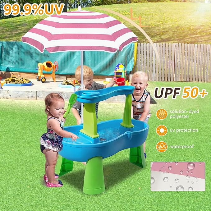 Beach Umbrella for Kids Water Table & Picnic Table Shade, Heavy-Duty Children's Portable Outdoor Umbrella, 47 Inch UV Protection for Sand Play, Camping, Garden and Beach Pink