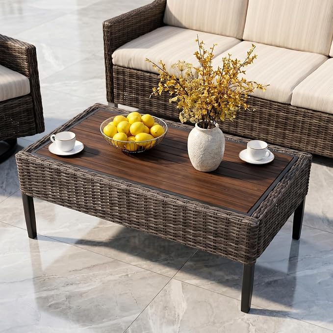 Wicker Patio Conversation Set, Outdoor Patio Chair Set with Deep Seating, Wide Armrests & Thick Cushions, All-Weather Outdoor Furniture Set for Patio, Porch, Deck & Backyard