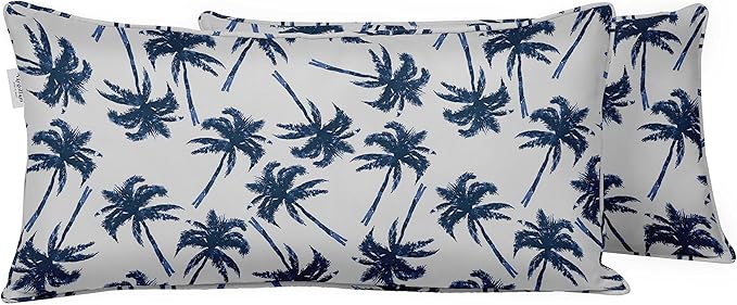 Indoor/Outdoor Polyester Fabric Lumbar Pillow Cover, All-Weather Waterproof Rectangular Cushion Case for Patio Furniture, 16 x 24 Set of 2 - Tree-24