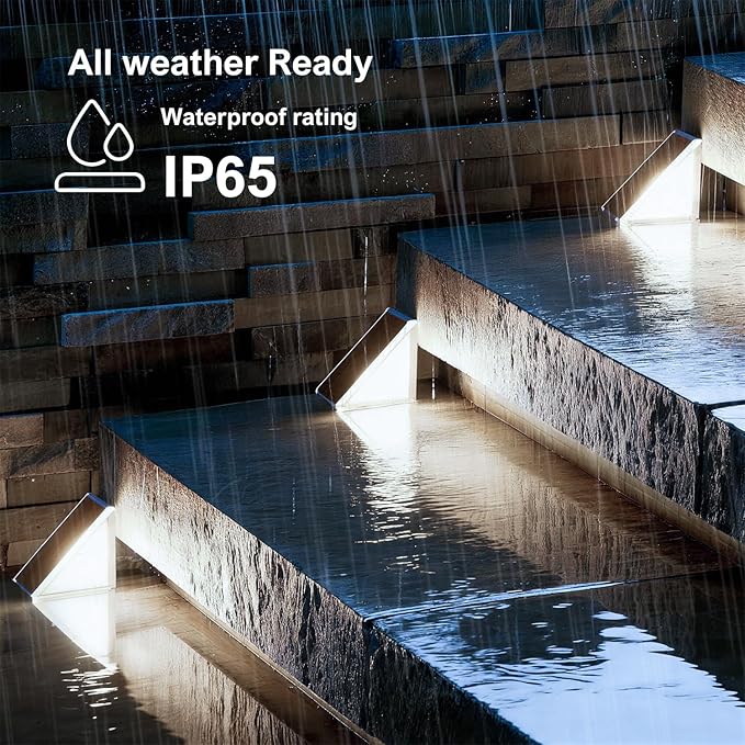 Grey Solar Step Light Outdoor Stair Lights, Deck Lights Outdoor Powered IP65 Waterproof, 6500K Cool White Solar Outdoor Step Light, Decor for Stair, Deck, Step,Porch and Outside Patio,16 Pack