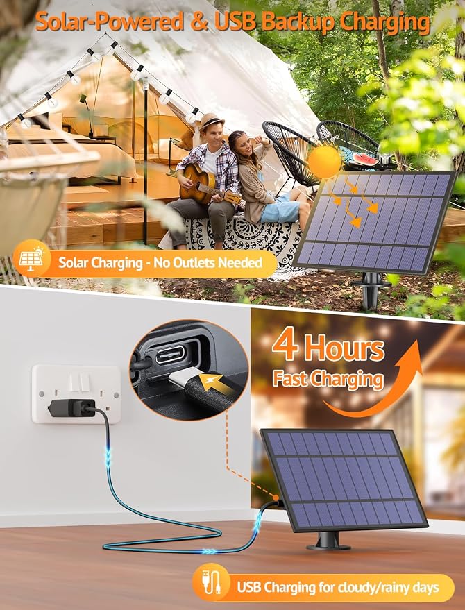 25FT Solar String Lights with Remote, 3 Modes, 11 G40 Bulbs, Black | Solar Powered, Dusk to Dawn, Dimmable, Timer, Memory Function, LED Globe Hanging Lights for Umbrella Gazebo Patio Decor