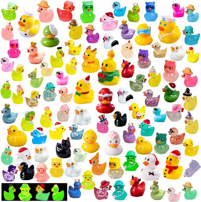 U-Zimikee 110 Pcs Multicolor Mini Resin Ducks, Tiny Ducks to Hide, Little Ducks Figurines Small Miniature Ducks Figures Bulk for Mini Fairy Garden, Dollhouse Decoration Micro Landscape Ornament