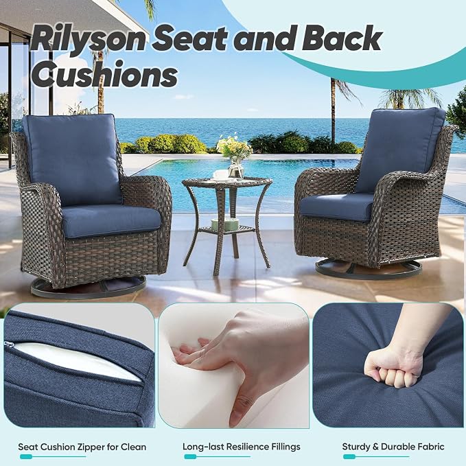 Luxury 22*24*4in Outdoor Patio Cushions, 8 Pieces Navy Blue Outdoor Cushion | Water-Resistant, Reversible, Removable Cover, Stain-Resistant, for Patio Chairs Sofa Couch Loveseat