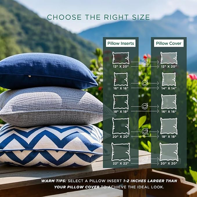 Codi Waterproof Outdoor Pillow Inserts, Square 18 x 18 inches, 4 Pack | Waterproof protective liner, premium fiber fill, patio and backyard comfort, for adults and teens, tumble dry fluffing