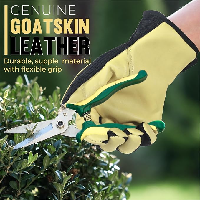 HANDLANDY Leather Gardening Gloves, Leather Work Gloves for Men Women | Durable Utility Men Women Garden Yard Working Glove, for Landscaping, Mechanic, Construction, Driving, Farming, Ranching