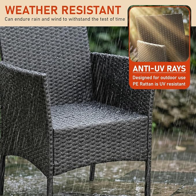 NChanmar 3 Pieces Patio Furniture Outdoor Bistro Set Outdoor&Indoor Conversation Set Coffee Table Chairs Set for 2 with Water-Resistant Cushions for Lawn Yard Garden Porch Balcony and Pool,Red