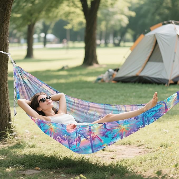 Camping Hammock Outdoor Hammocks for Outside Plam Tree Beach Trees Portable Lightweight with Pockets Tree Straps Indoor