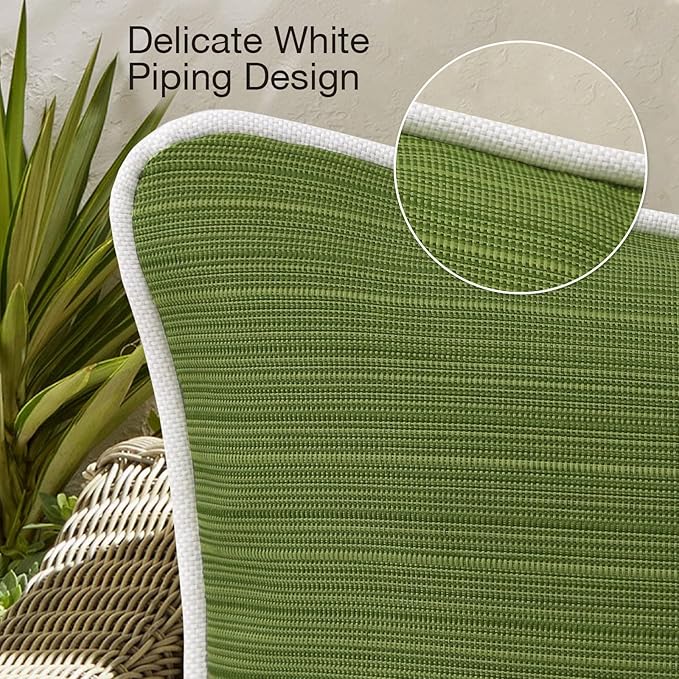 Decorative Outdoor Water Repellent Throw Pillows with Inserts, Set of 4, 16" x16" Pillows for Patio, Backyard, Bed, Couch, and Patio Furniture, Lawn Green