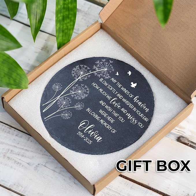 Personalized Memorial Garden Stone with Sympathy Poem Card, Outdoor Grave Marker Tribute, Memorial Keepsake, Bereavement Plaque for Loss of Loved One In Memory Mom Dad Grandpa Grandma Aunt Husband