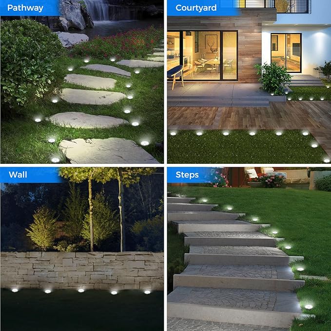 Peasur Mini Solar Ground Lights, 4 Pack Flat Solar Disc Lights Outdoor Waterproof, 2.3 Inch Small Solar Garden Lights Landscape Lighting for Outside Pathway Garden Yard Lawn Walkway,Cool White