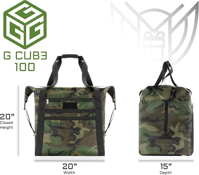 Xtreme Sight Line ~ AQUA G CUBƎ 100 Waterproof Faraday Bag + XTECH Faraday Bag for Medium to Large Generators and Electronics ~ Protects Against EMP/CME/EMF/RF ~ Woodland Camo Combo
