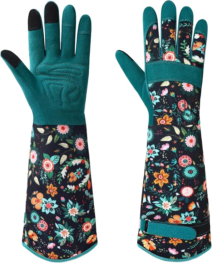Trifabricy Gardening Gloves for Women, Leather Long Garden Gloves with Grip, Thorn-Proof Puncture-Resistant Work Gloves