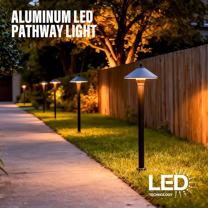 VENUS MANUFACTURING 24PK Low Voltage LED Pathway Lights 1.2W Outdoor Landscape Lighting 40 Lumen Landscape Path Lights 2700K for Lawn Patio Yard Walkway Driveway Pathway Garden